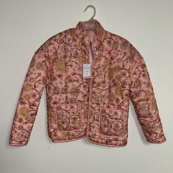 Jackets & Blazers - AICHARMWA Pink Floral Quilted Puffer Jacket Women’s Small Lightweight New